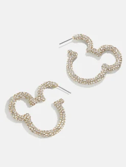 Mickey Mouse Disney Essential Hoop Earrings - Gold/Pavé