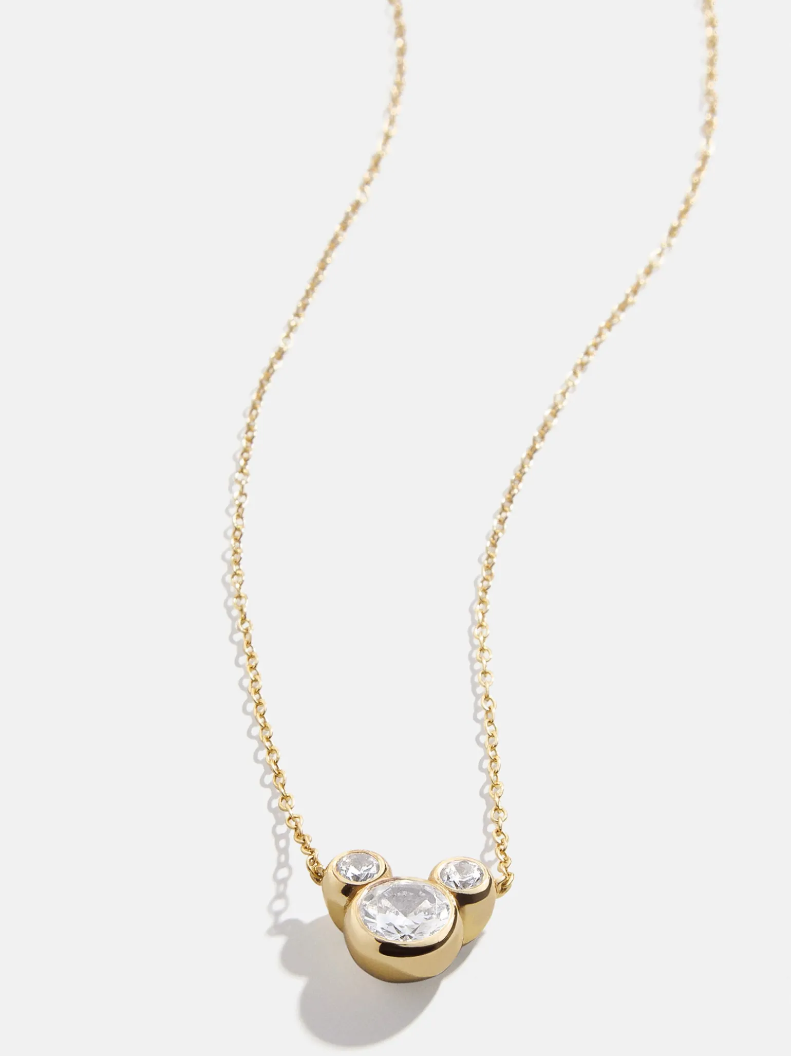 Mickey Mouse Disney 18K Gold Plated Sterling Silver & Cubic Zircona Pendant Necklace - Gold/Pavé