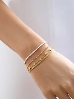 Mickey Mouse Disney 18K Gold Plated Sterling Silver Bracelet - Gold/Pavé