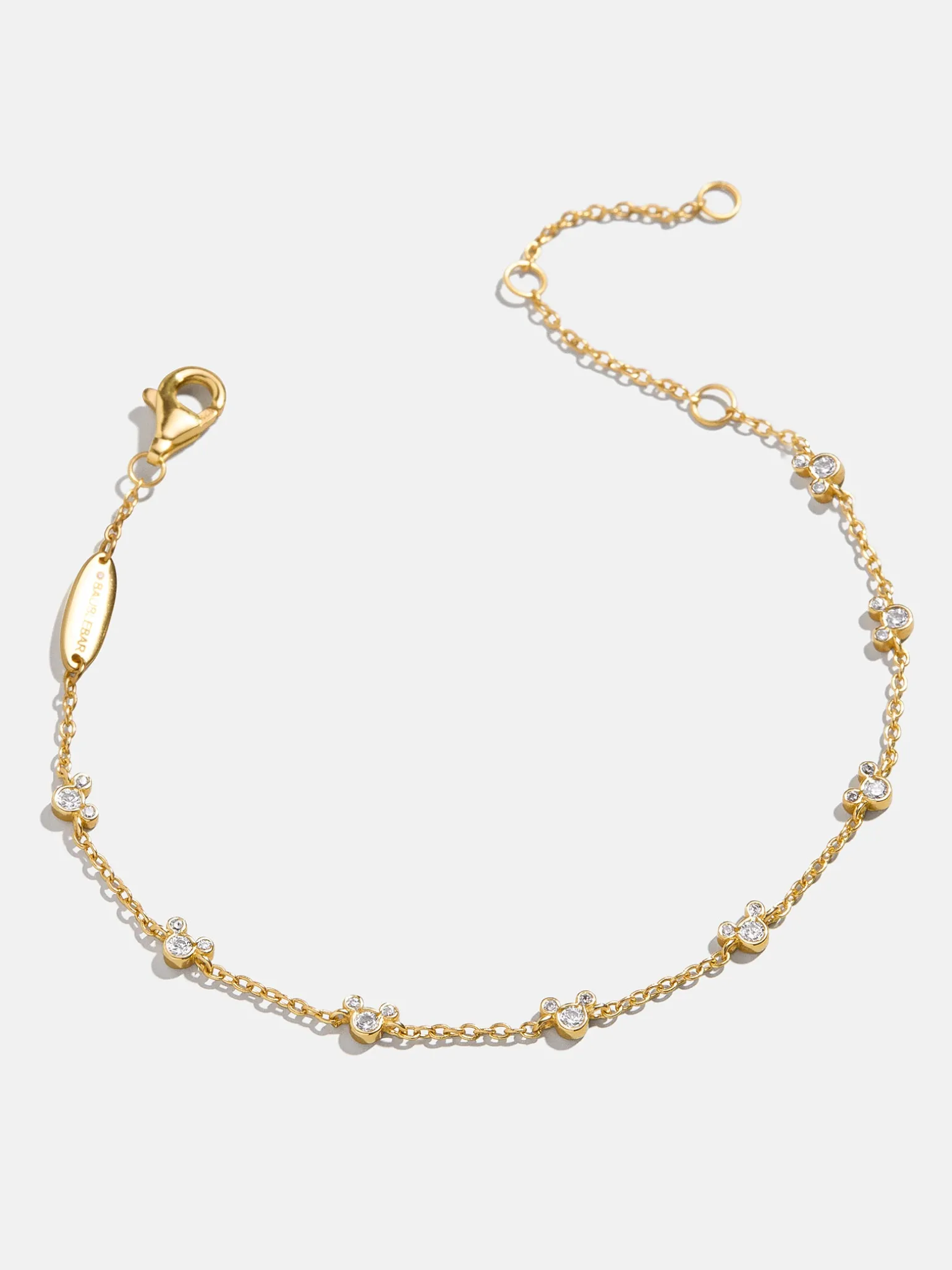Mickey Mouse Disney 18K Gold Plated Sterling Silver Bracelet - Gold/Pavé