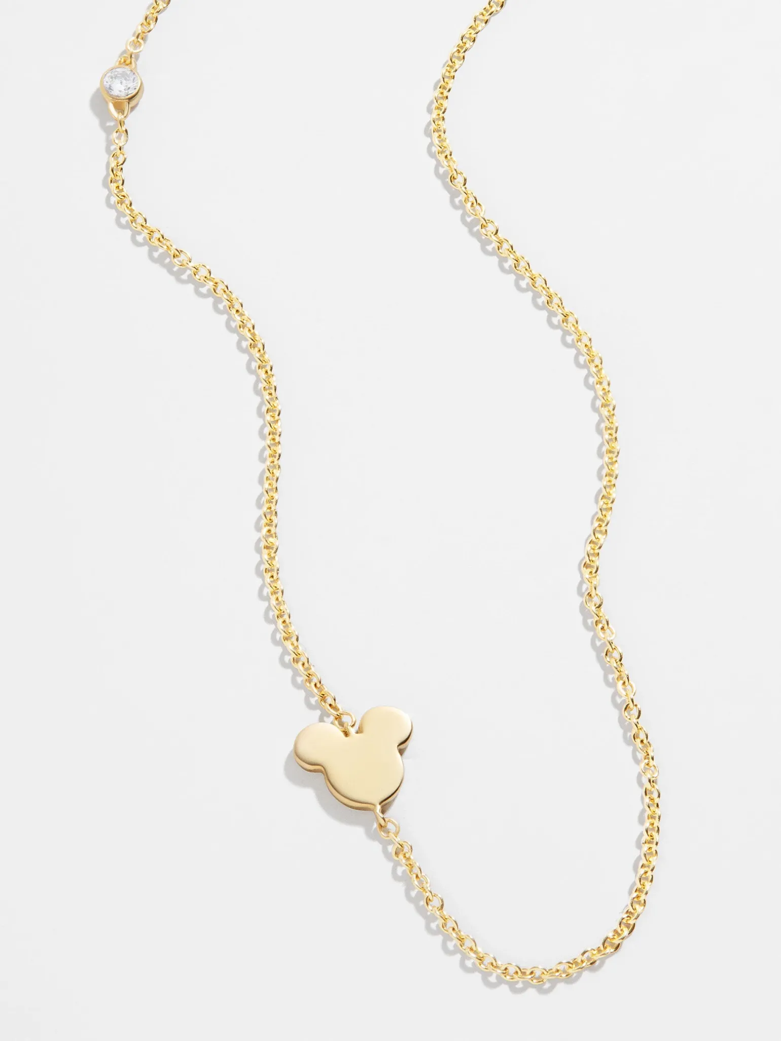 Mickey Mouse Disney 18K Gold & Cubic Zirconia Asymmetrical Necklace - Gold