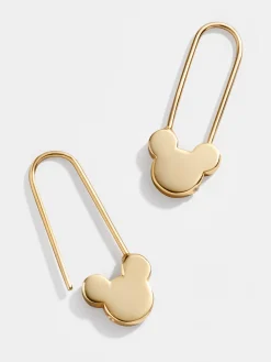 Mickey Mouse Disney 18K Gold Sterling Silver Safety Pin Earrings - Gold