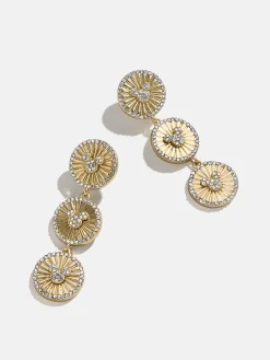 Mickey Mouse Disney Medallion Drop Earrings - Gold/Pavé