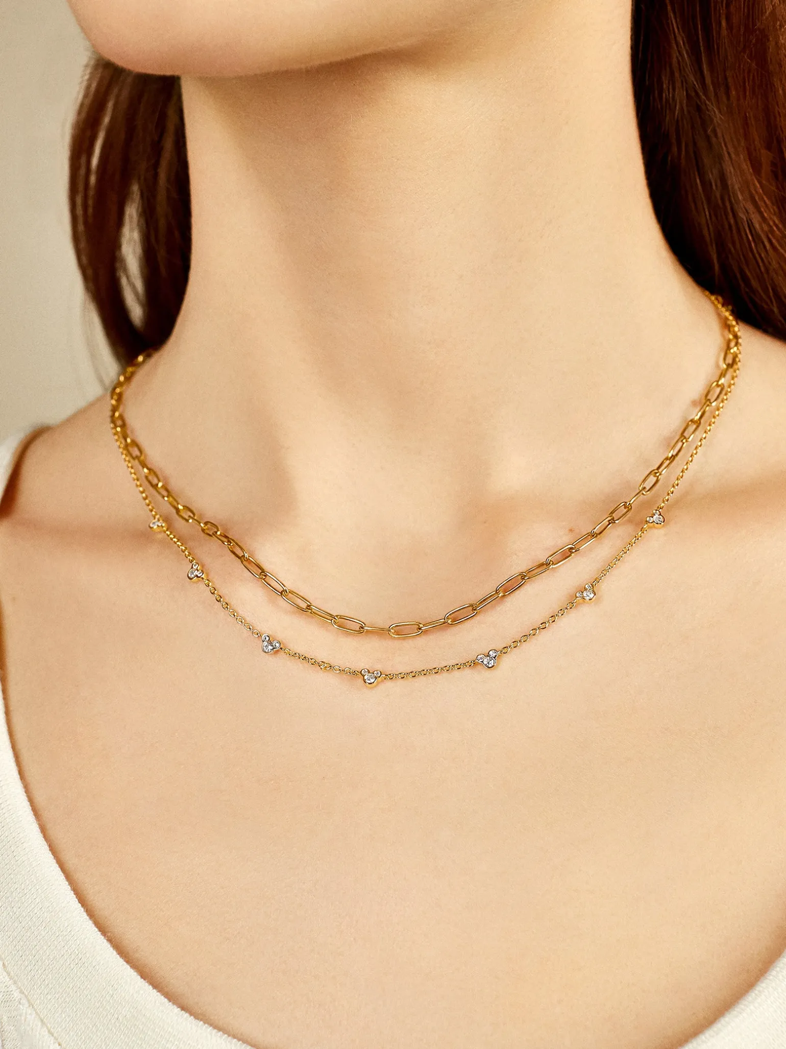 Mickey Mouse Outline 18K Gold Vermeil Necklace - Gold/Pavé