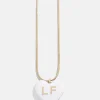 Mille Bubble Heart Custom Initial Necklace  - White