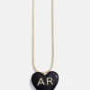 Mille Bubble Heart Custom Initial Necklace - Black