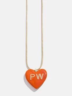 Mille Bubble Heart Custom Initial Necklace - Orange