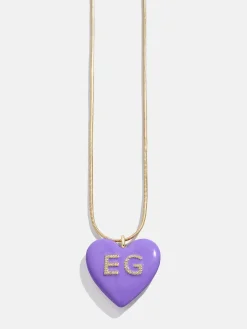 Mille Bubble Heart Custom Initial Necklace - Purple