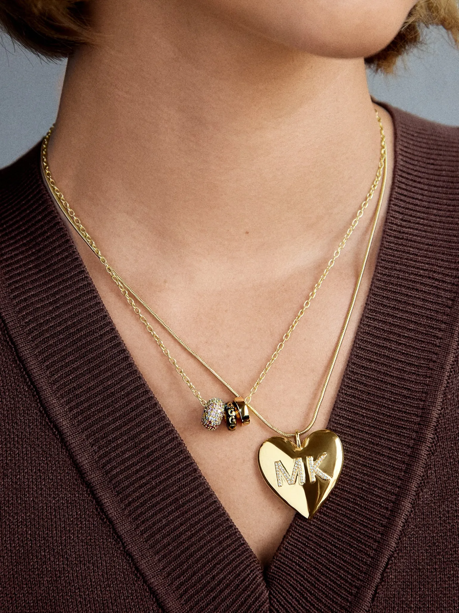 Mille Bubble Heart Custom Initial Necklace - Purple