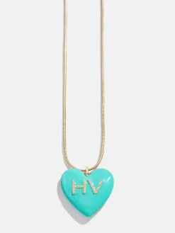 Mille Bubble Heart Custom Initial Necklace - Turquoise