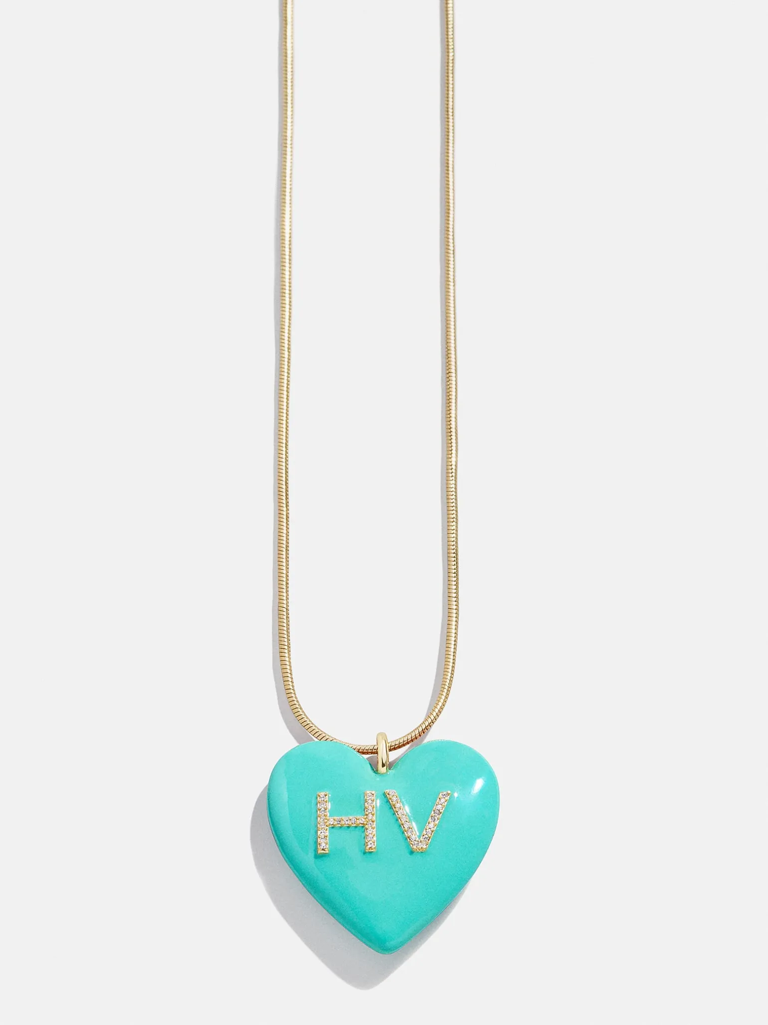 Mille Bubble Heart Custom Initial Necklace - Turquoise