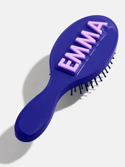 Mini Block Font Custom Hair Brush - Navy/Light Purple