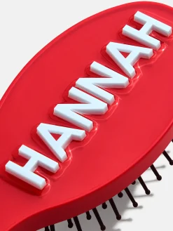 Mini Block Font Custom Hair Brush  - Red/Light Blue