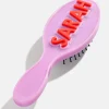 Mini Block Font Custom Hair Brush - Light Purple/Red
