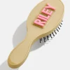Mini Block Font Custom Hair Brush - Beige/Pink