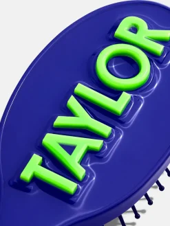 Mini Block Font Custom Hair Brush - Navy/Green