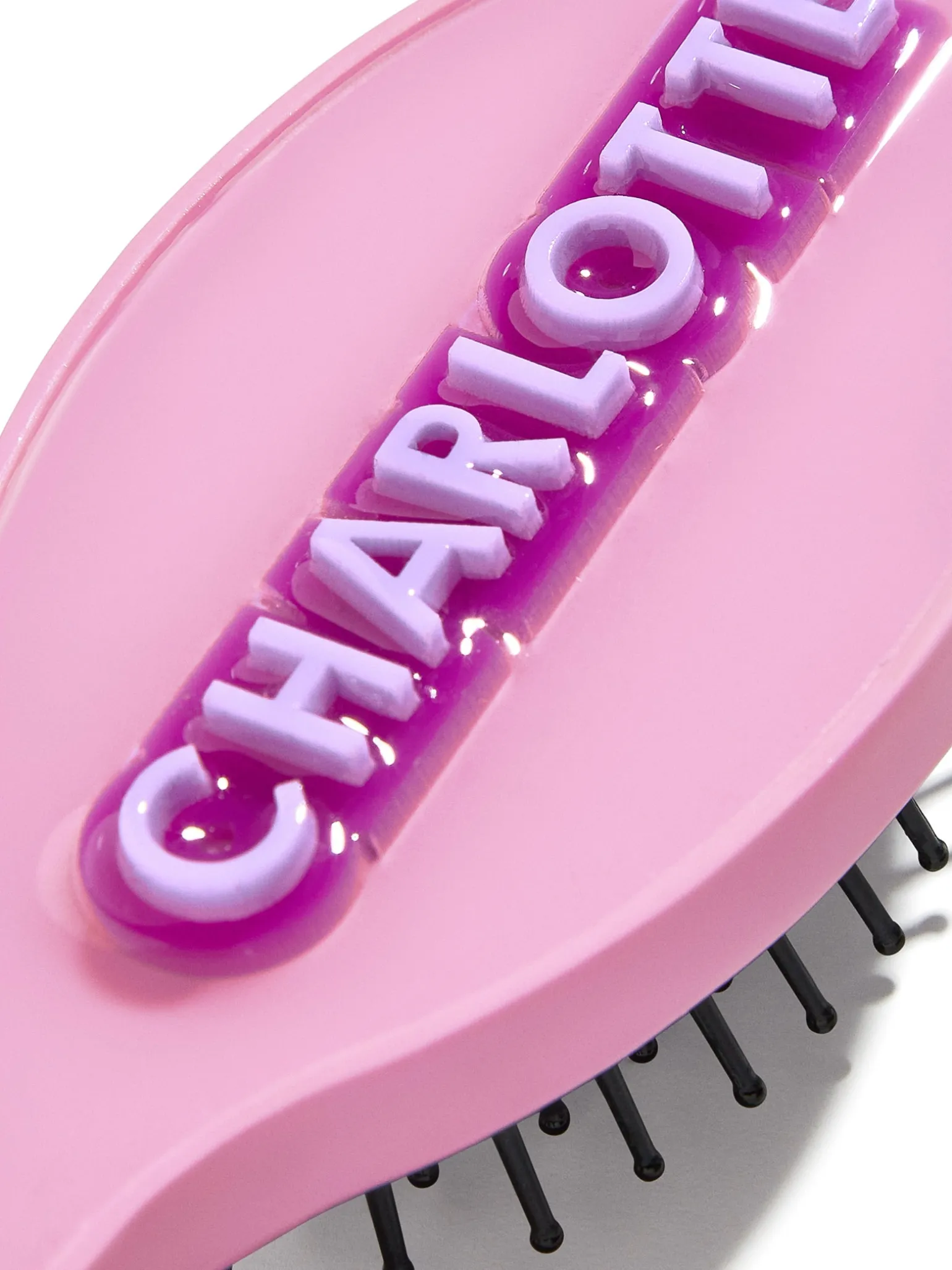 Mini Block Font Custom Hair Brush - Pink/Lavender