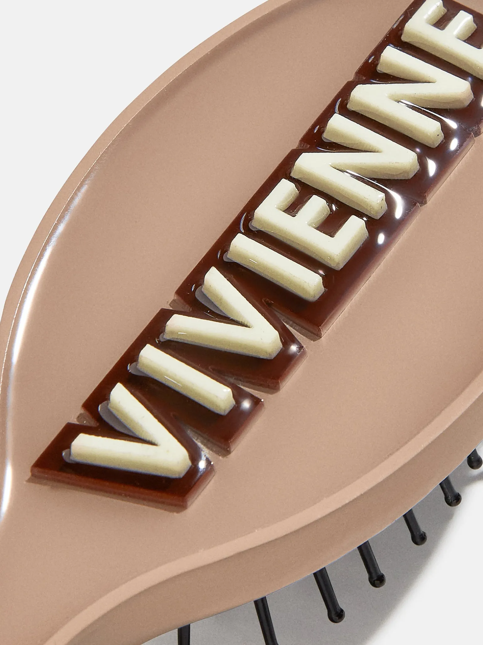 Mini Block Font Custom Hair Brush - Light Brown/Dark Brown