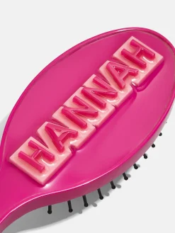 Mini Block Font Custom Hair Brush - Magenta