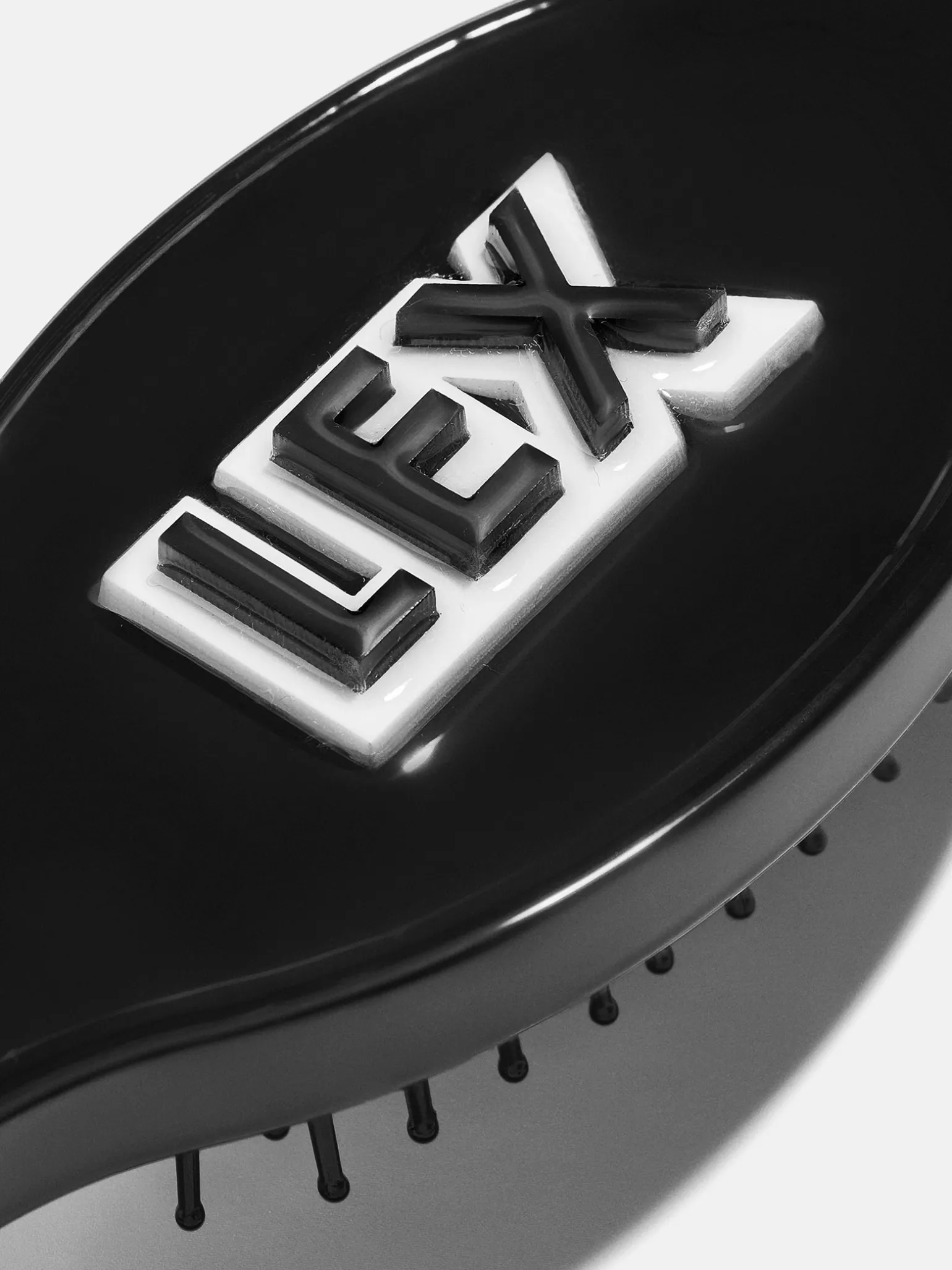 Mini Block Font Custom Hair Brush - Black/White