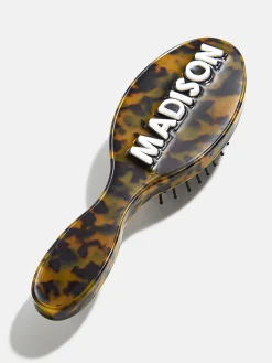 Mini Block Font Mini Custom Hair Brush - Tortoise/White