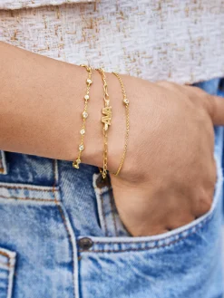 Mini 18K Gold Vermeil Custom Initial Bracelet - Gold/Pavé