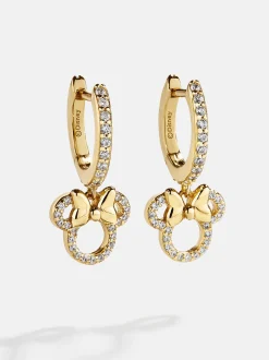 Minnie Mouse Disney 18K Gold Plated Sterling Silver Huggie Charm Earrings - Minnie Mouse