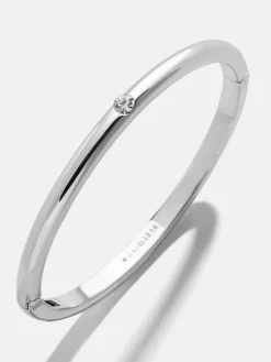 Nadia Classic Hinge Bangle - Classic Thin Silver Single Bezel