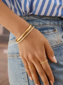 Nadia Classic Hinge Bangle - Classic Thin Gold Single Bezel