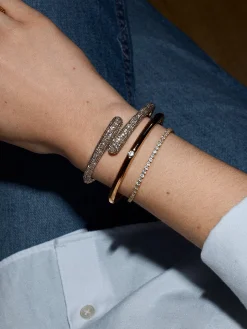 Naomi Wrap Hinge Bangle - Gold/Pavé