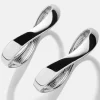 Natalia Wavy Hinge Bangle Set - Silver