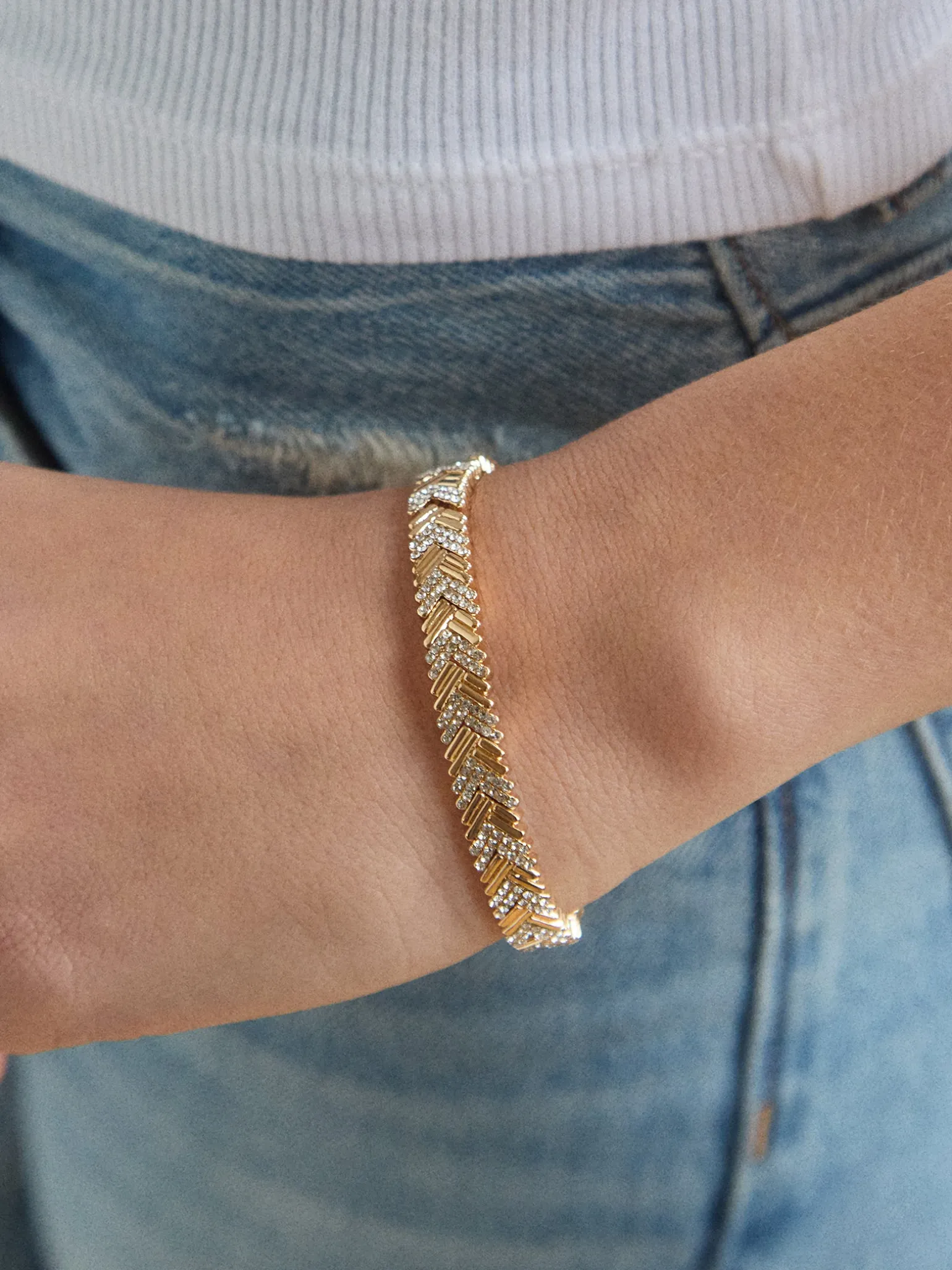 Naya Gold Bracelet - Gold/Pavé