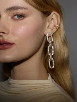 Nova Statement Earrings - Gold/Pavé