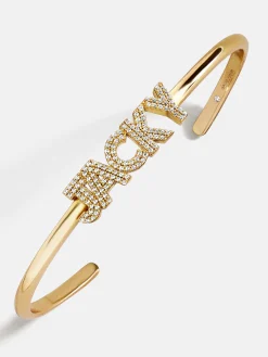 Pavé Letter Custom Cuff Bracelet - Gold/Pavé
