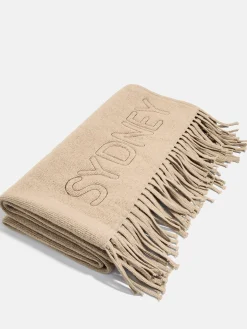 Pure Merino Wool Custom Blanket - Tan Sand/Chocolate Brown