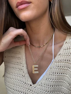 Retro Letter Initial Necklace - Gold
