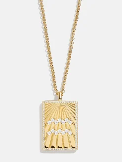 Reversible 18K Gold Vermeil Zodiac Pendant Necklace - Aquarius