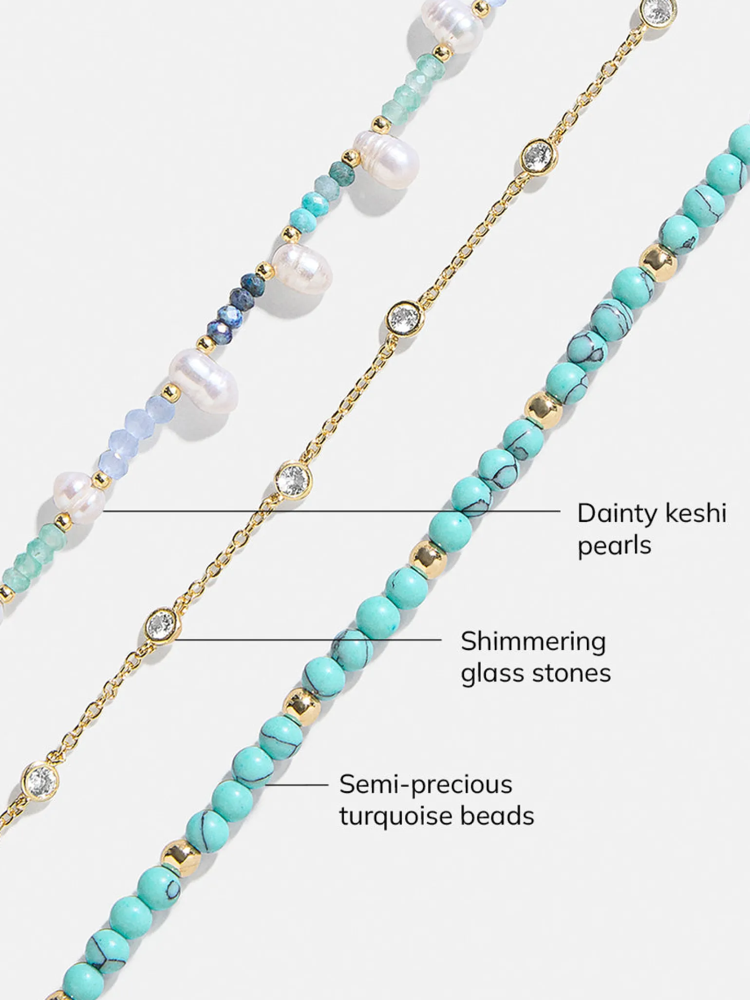 Rowan Semi-Precious Layered Necklace - Gold/Blue