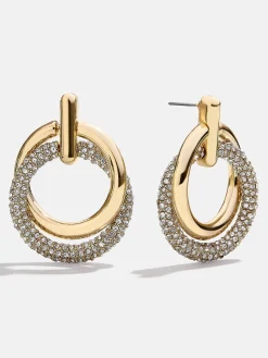 Sandra Gold Statement Earrings - Gold/Pavé