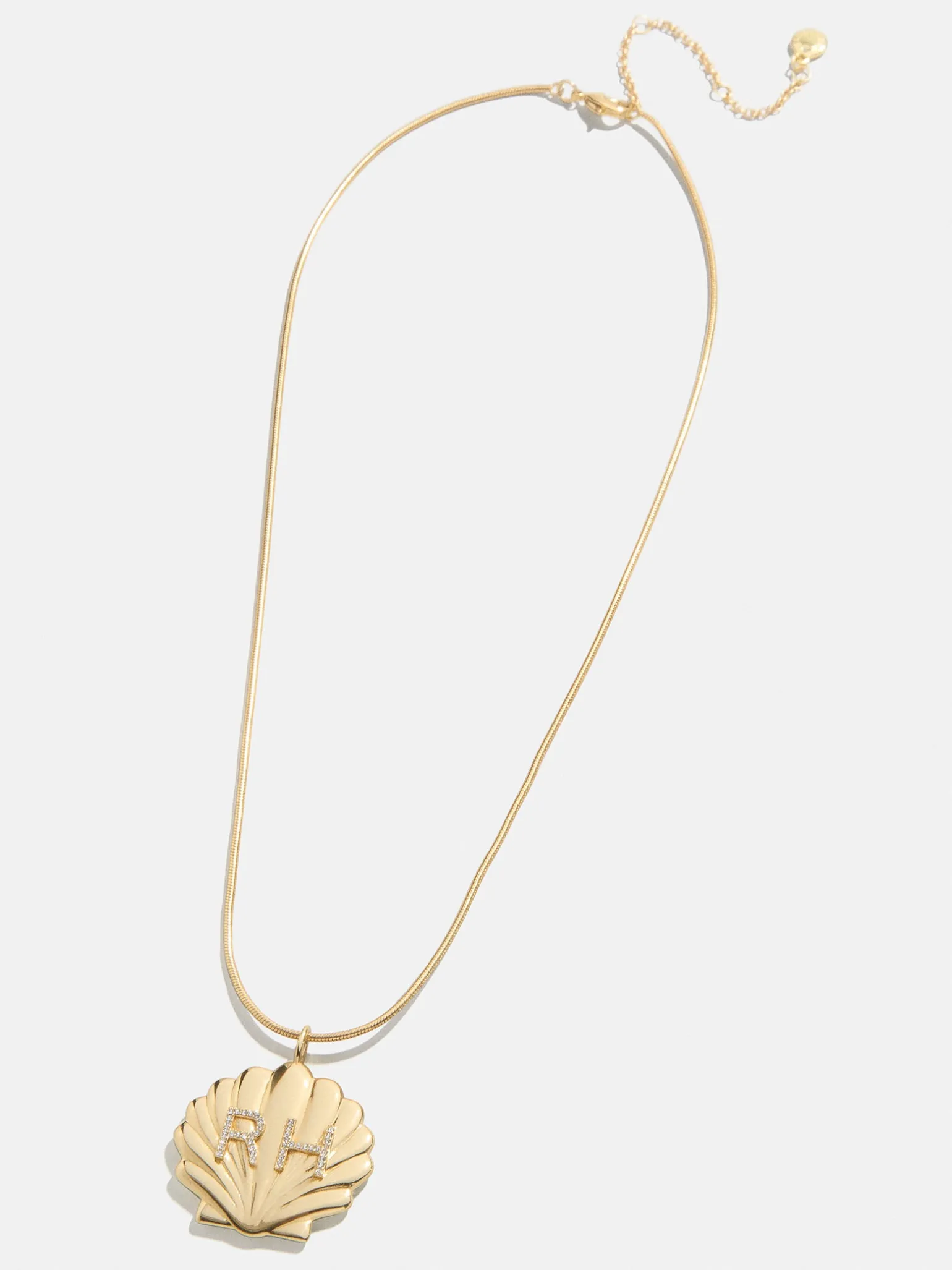 Seashell Custom Initial Necklace - Gold/Pavé