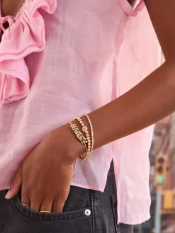 Semi-Precious Birthstone Pisa Bracelet - Rose Quartz