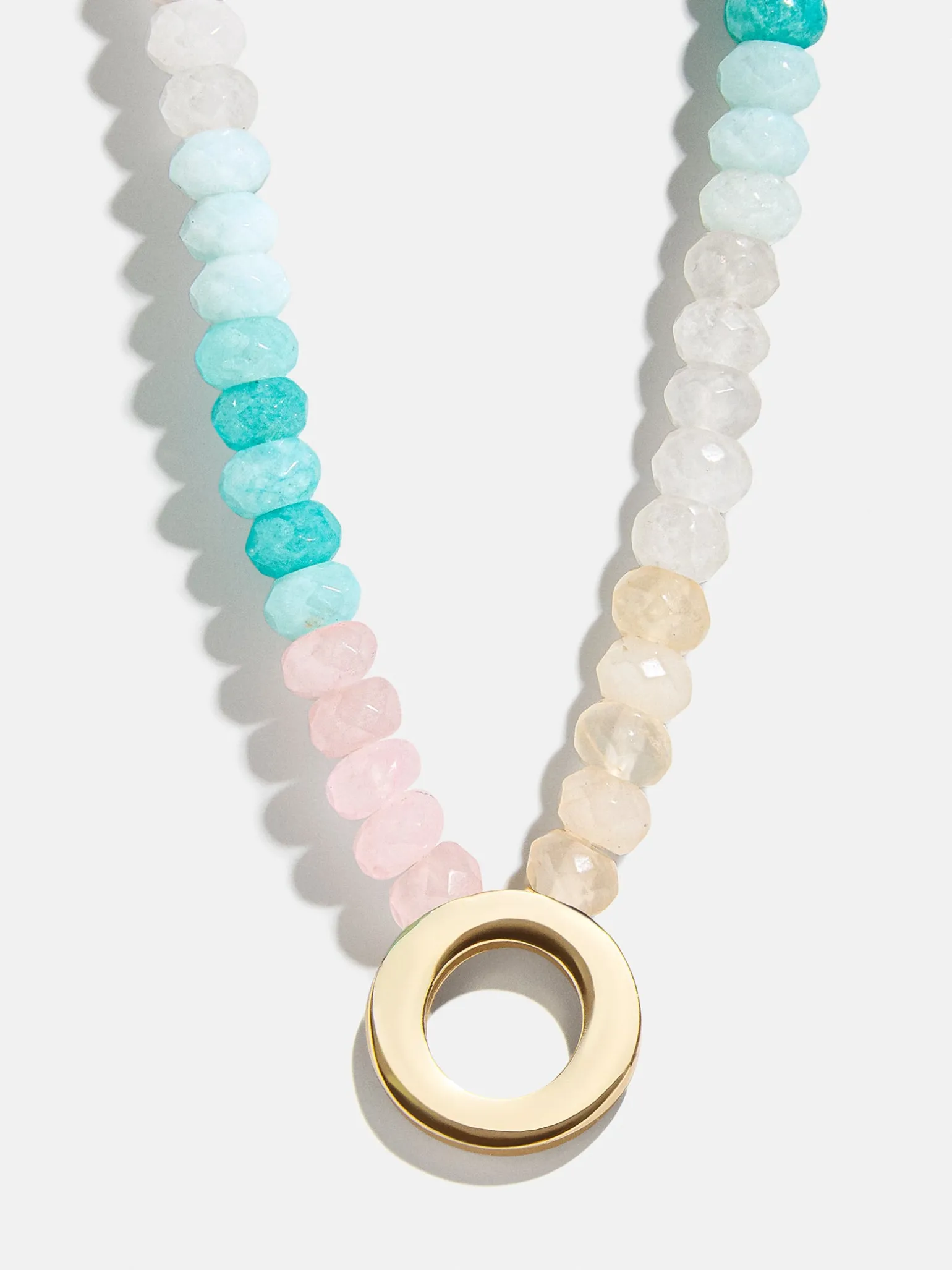 Semi-Precious Block Initial Necklace - Light Multi