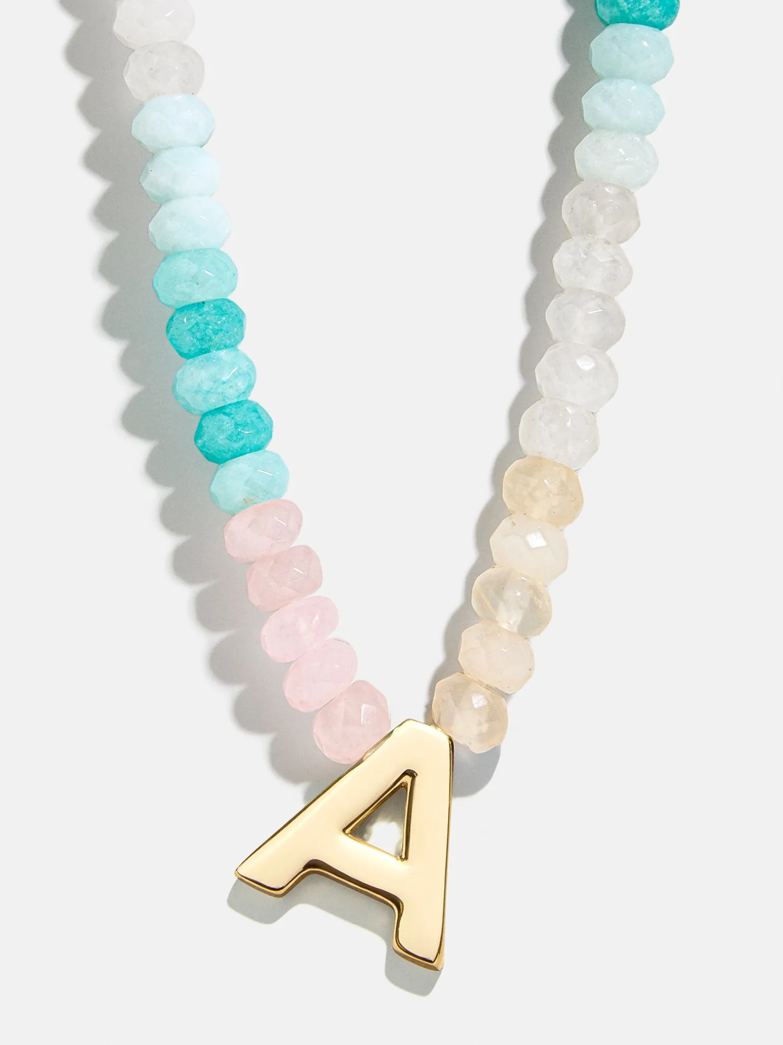 Semi-Precious Block Initial Necklace - Light Multi