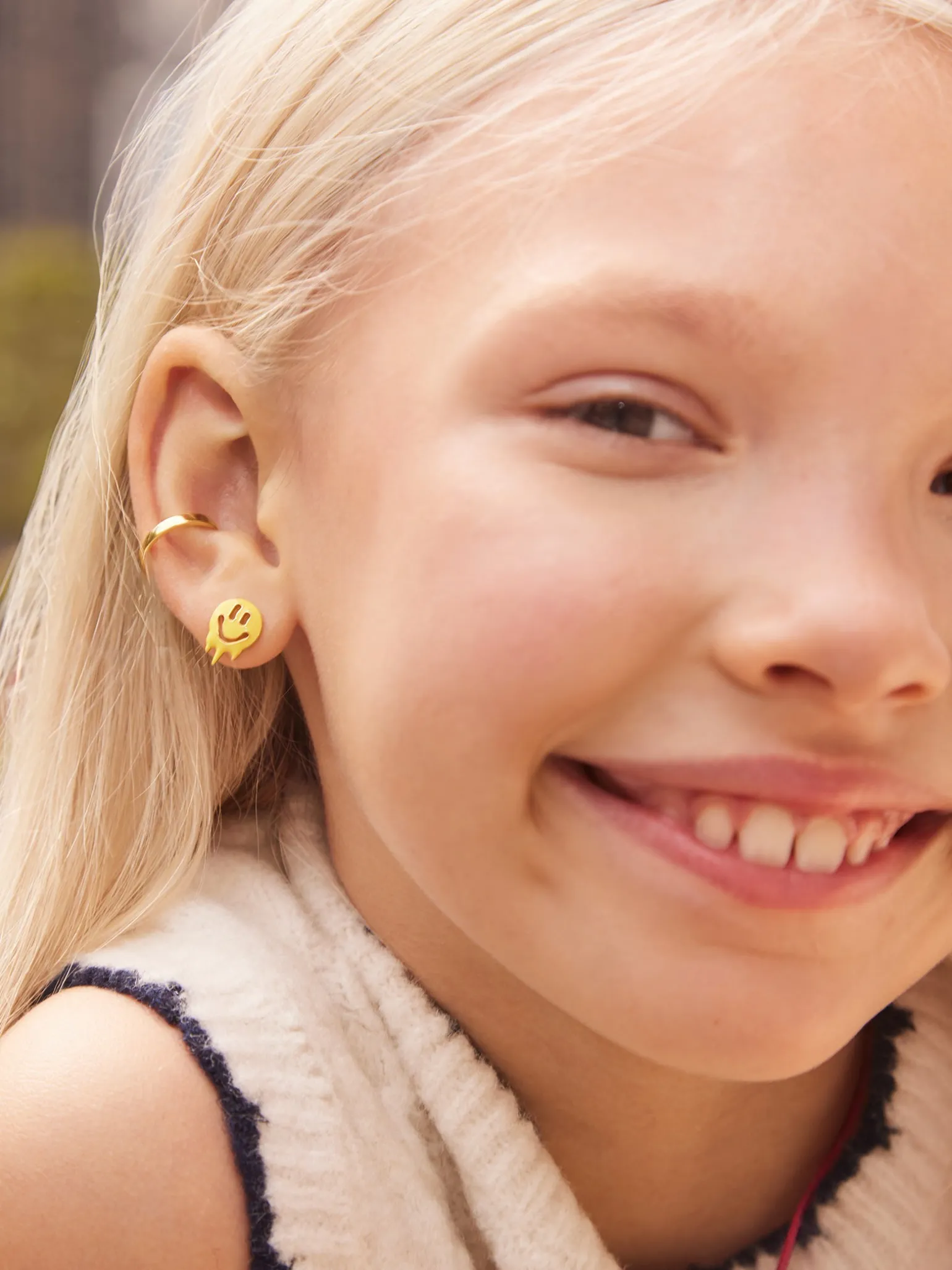 Smile Drip 18K Gold Vermeil Kids' Earrings - Smiley