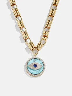 Sohla Evil Eye Statement Necklace - Gold/Turquoise