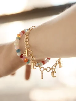 Spaced Letter Custom Charm Bracelet - Gold