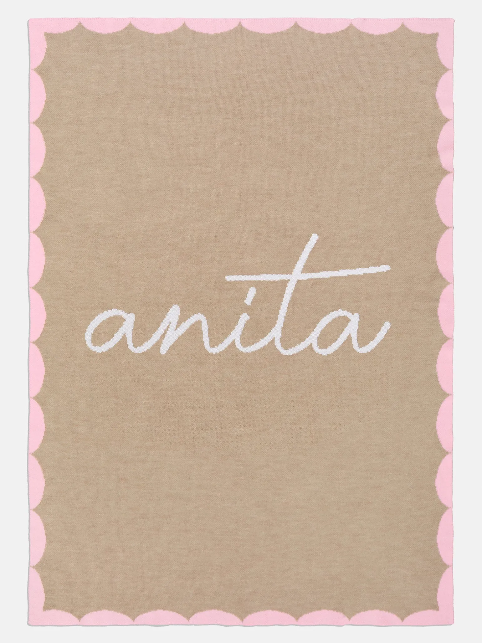 Subtly Scalloped Kids' Custom Blanket - Tan/Pink