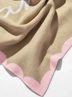 Subtly Scalloped Kids' Custom Blanket - Tan/Pink