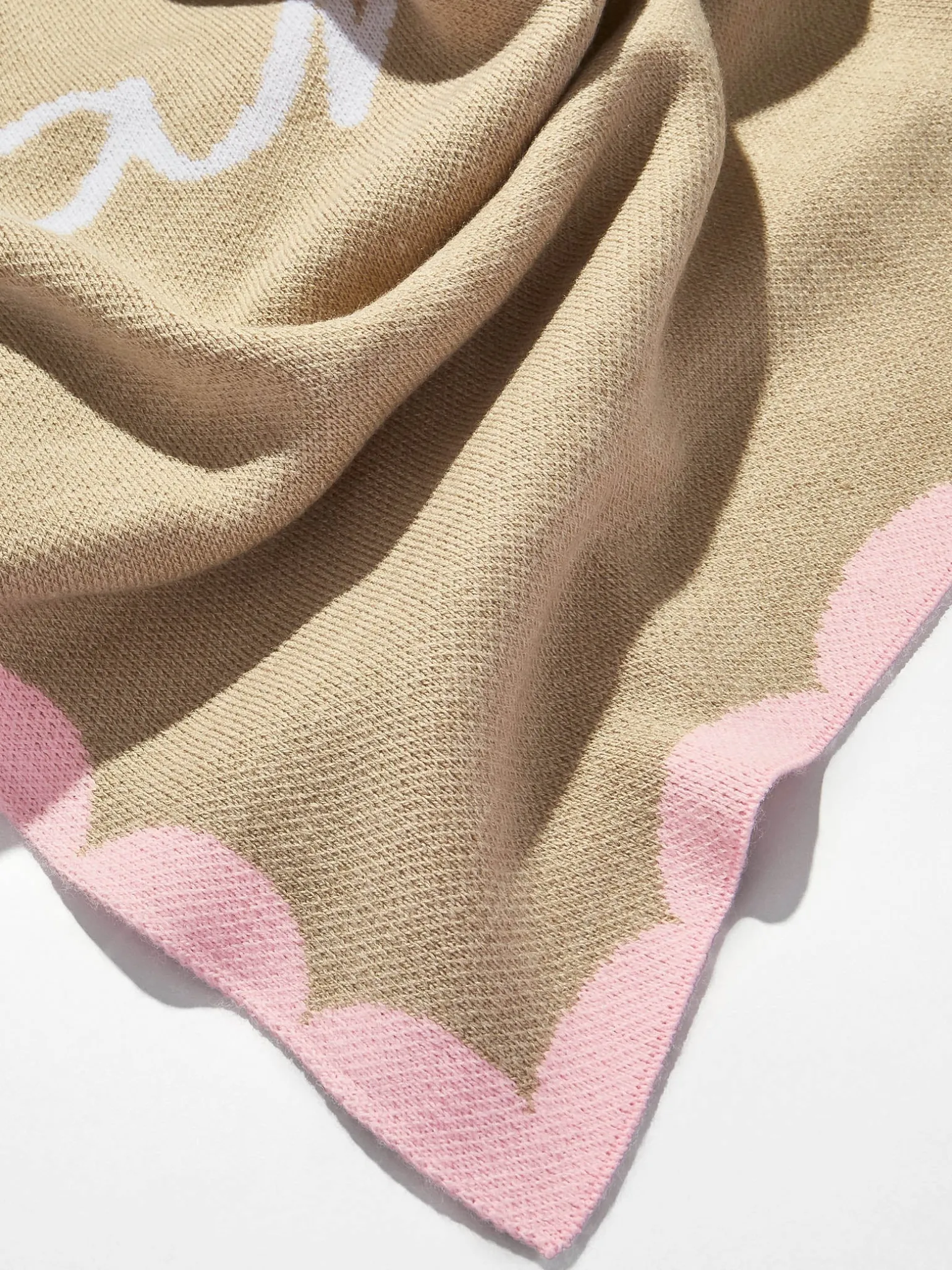 Subtly Scalloped Kids' Custom Blanket - Tan/Pink