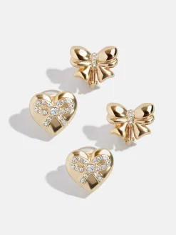 Take A Bow Kids' Clip-On Earring Set - Wrapped Heart